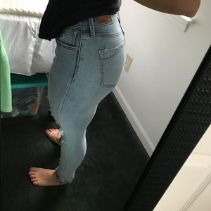 Light wash distressed jeans